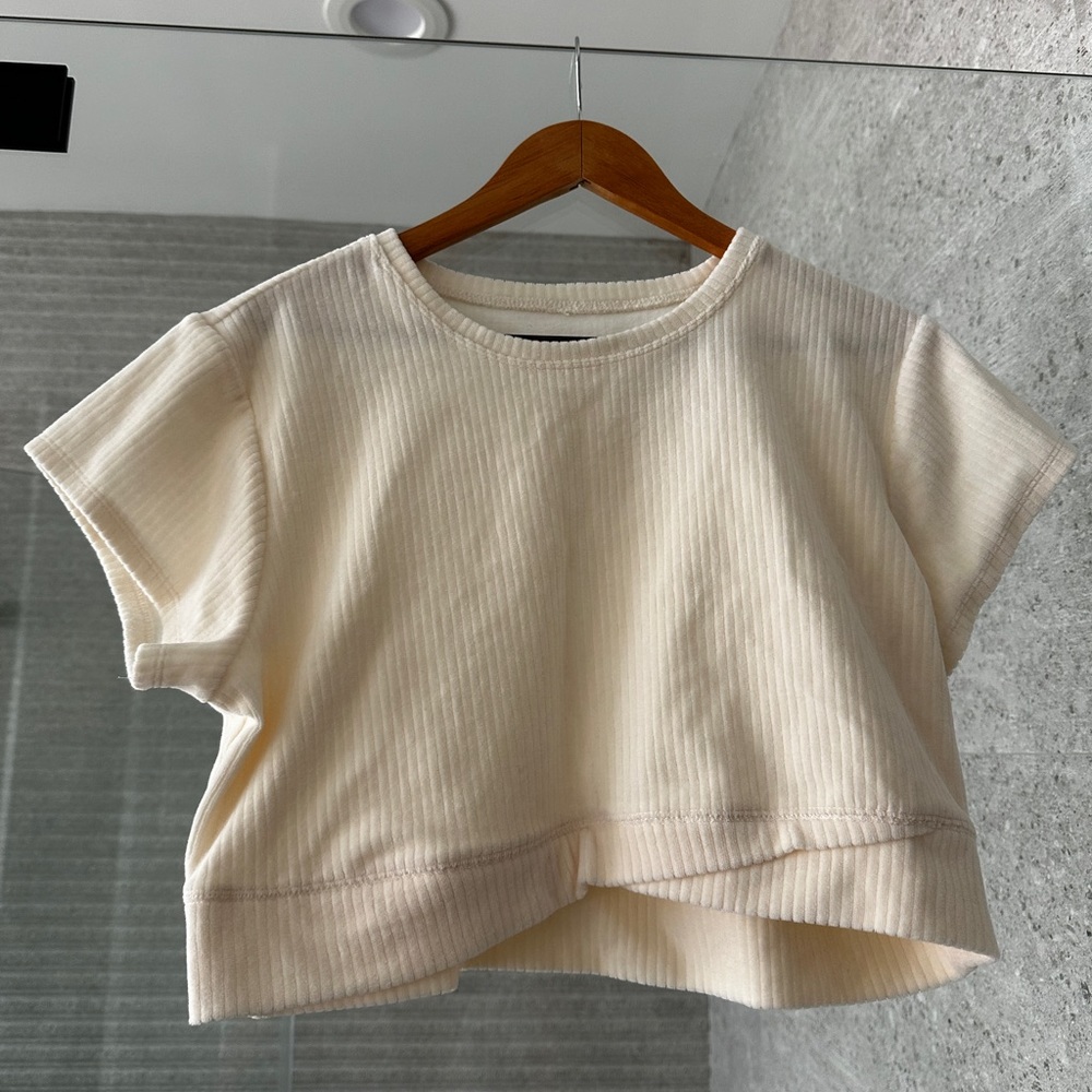 Cute cropped velour top. Large